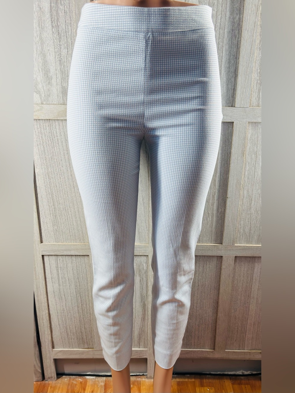 ANTONIO MELANI Light Gray Textured Straight Leg Pants
